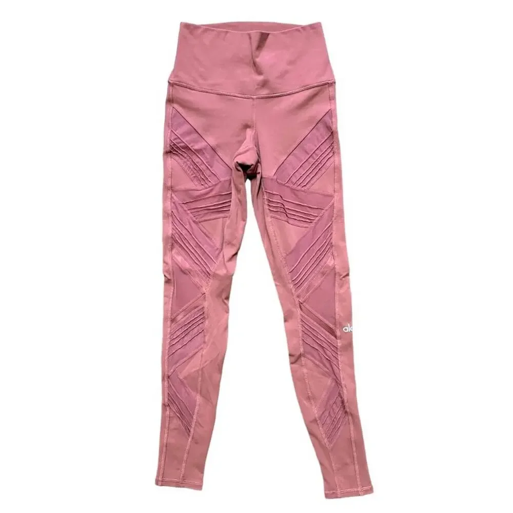 ALO Yoga Interlace Mesh Leggings in Rosewood Pink WOMEN'S XS